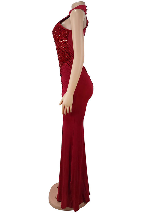 Sleeveless Sequined Bodycon Evening Dress