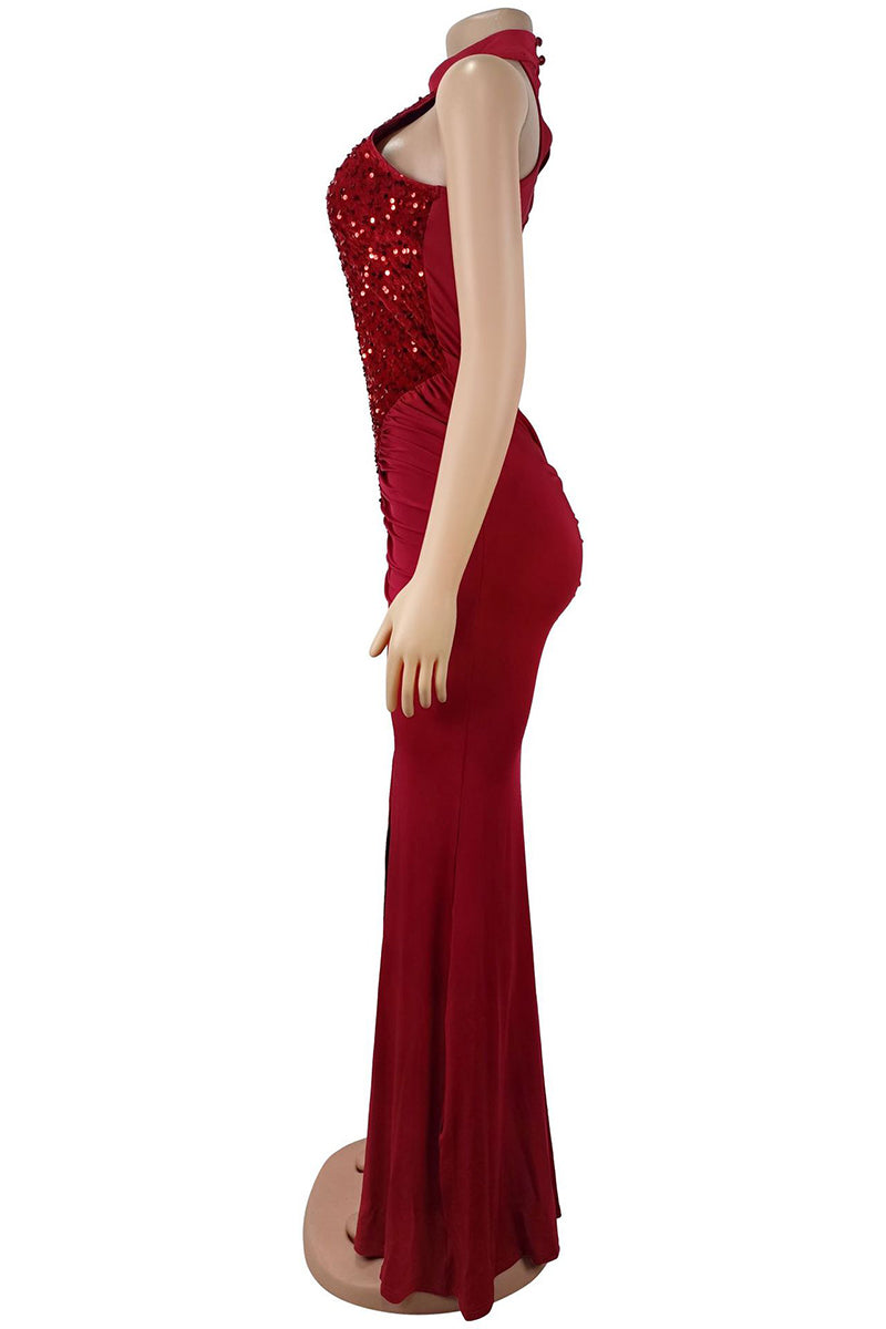 Sleeveless Sequined Bodycon Evening Dress