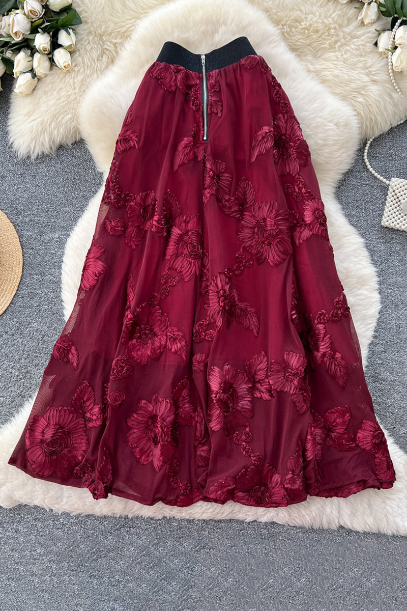 Floral Detail Midi Skirt