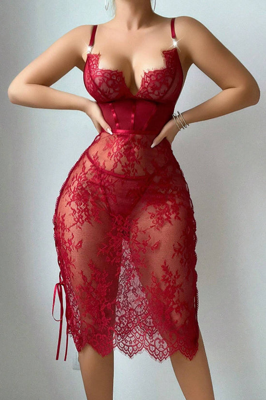 Elegant Lace Corset Lingerie Dress