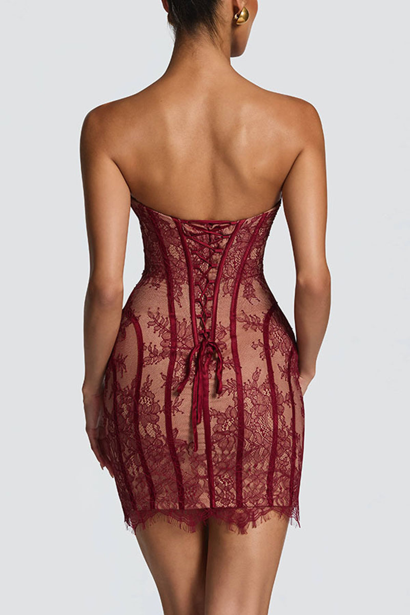 Strapless Floral Bodycon Dress