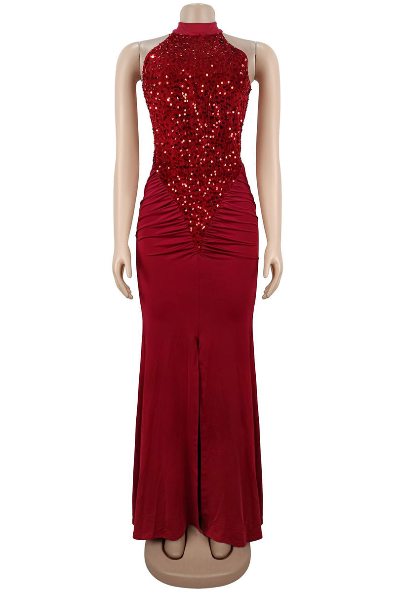 Sleeveless Sequined Bodycon Evening Dress