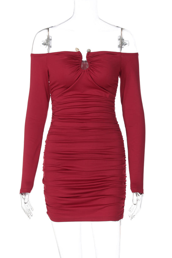 Off-Shoulder Long Sleeve Bodycon Dress