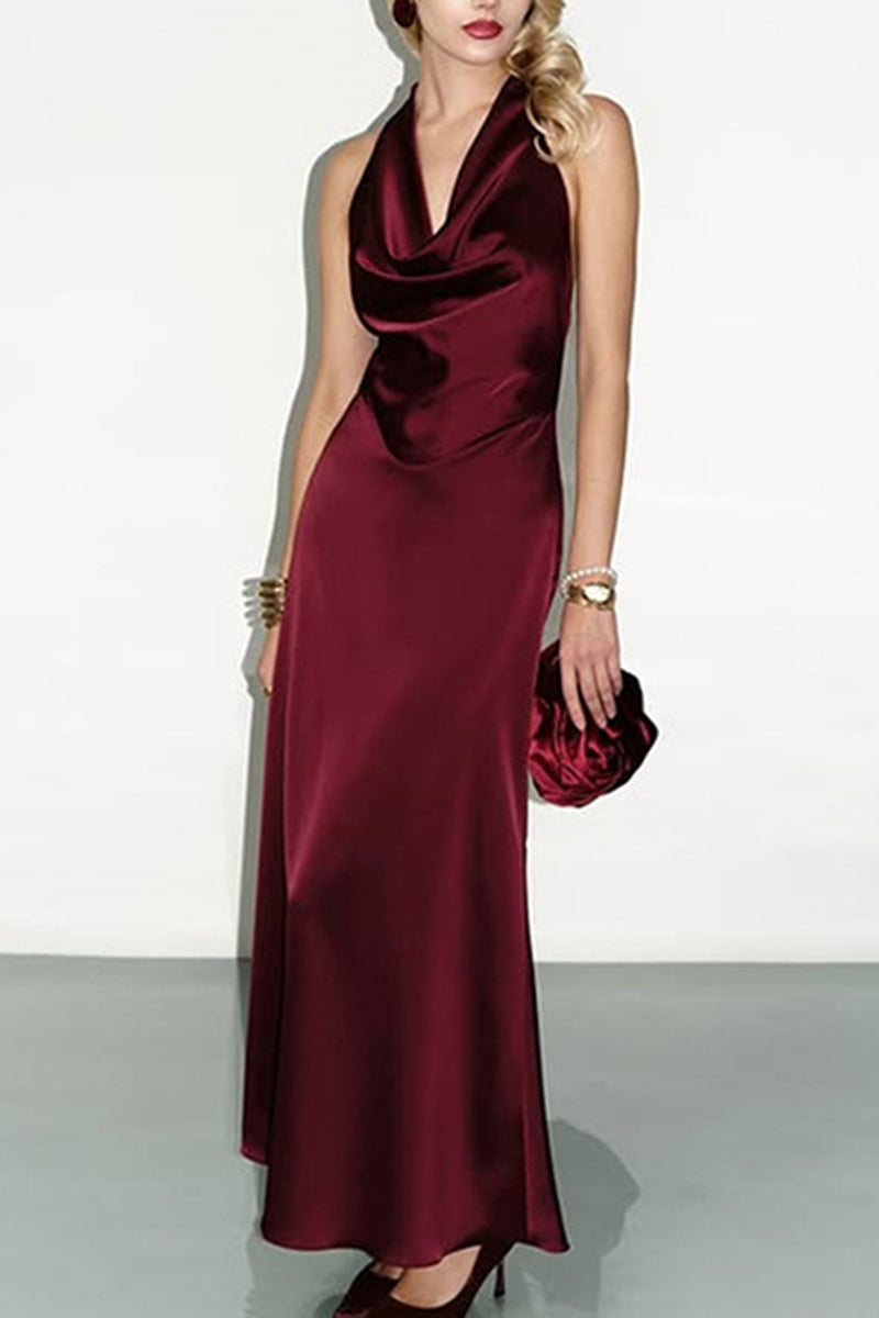 Sleek Halter Maxi Dress
