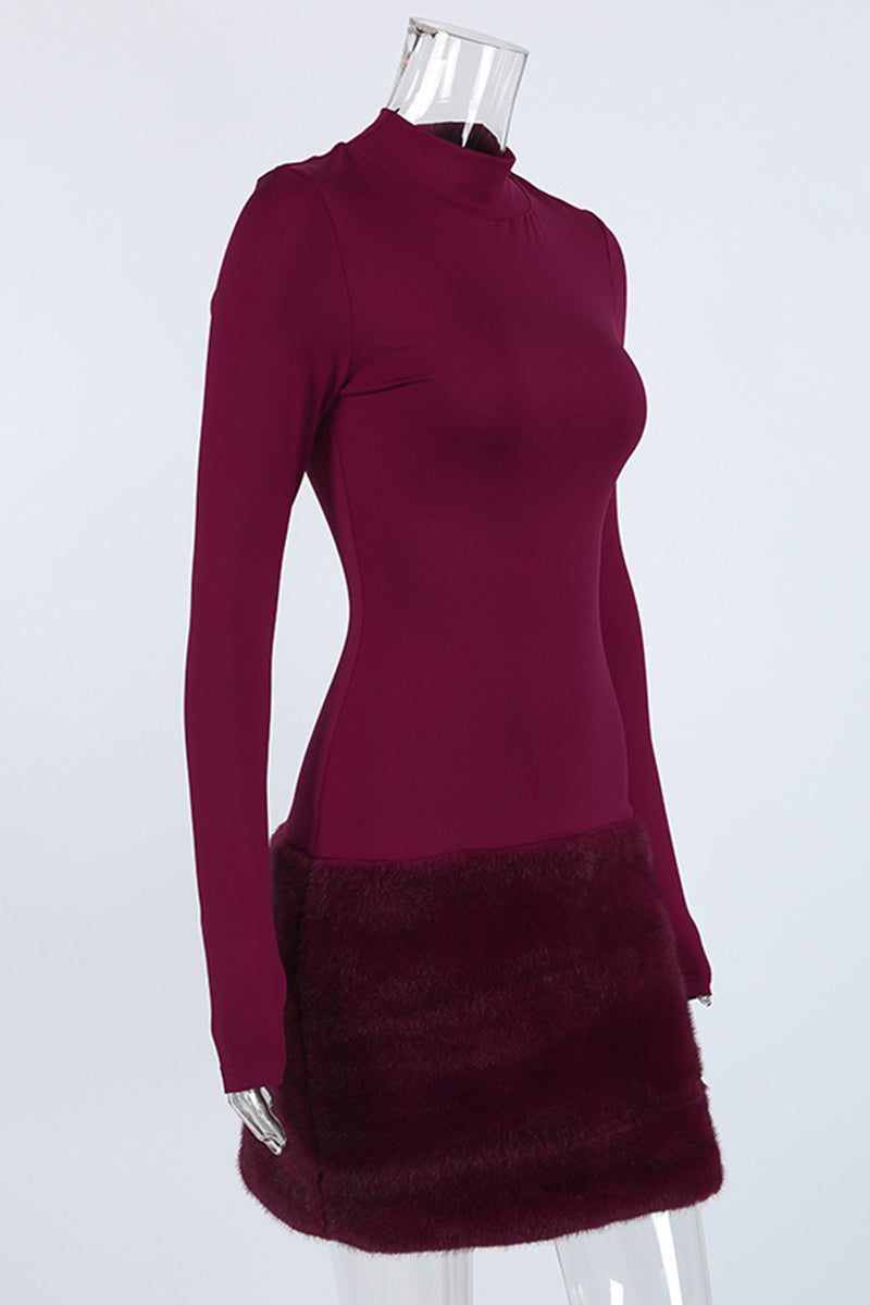 High Neck Long Sleeve Casual Dress