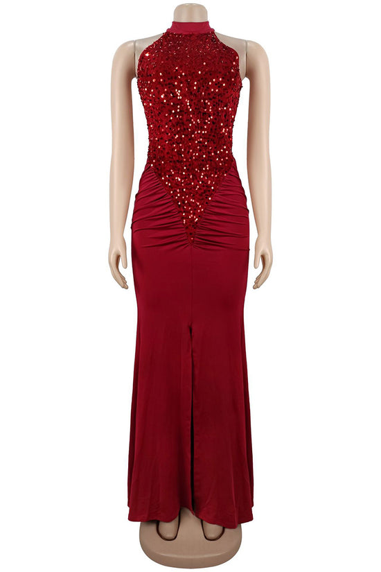 Sleeveless Sequined Bodycon Evening Dress