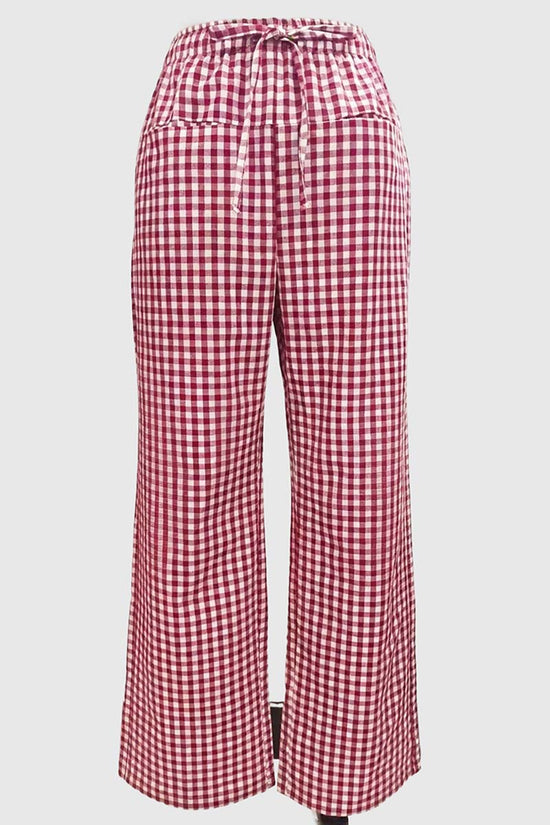 Checkered Wide-Leg Casual Pants
