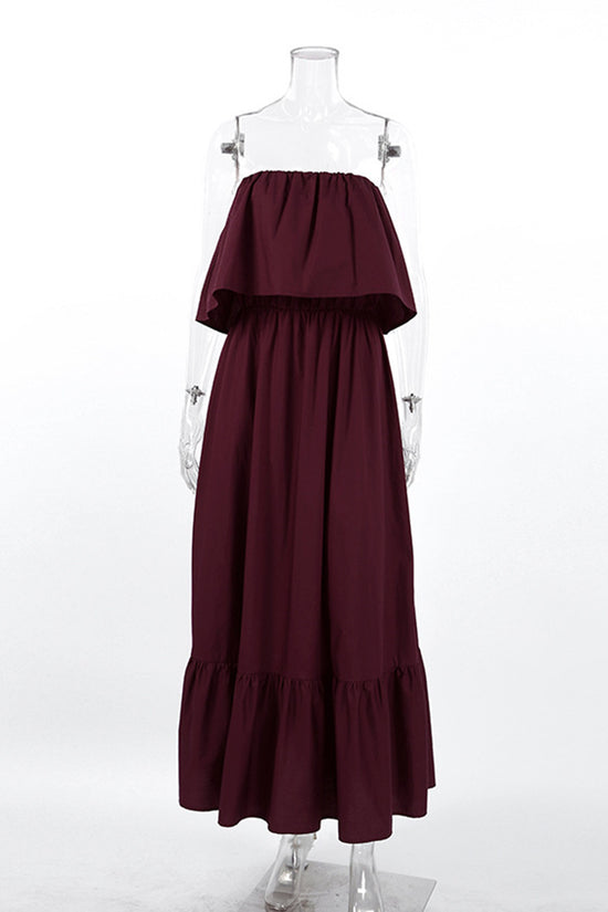 Strapless Ruffle Maxi Dress