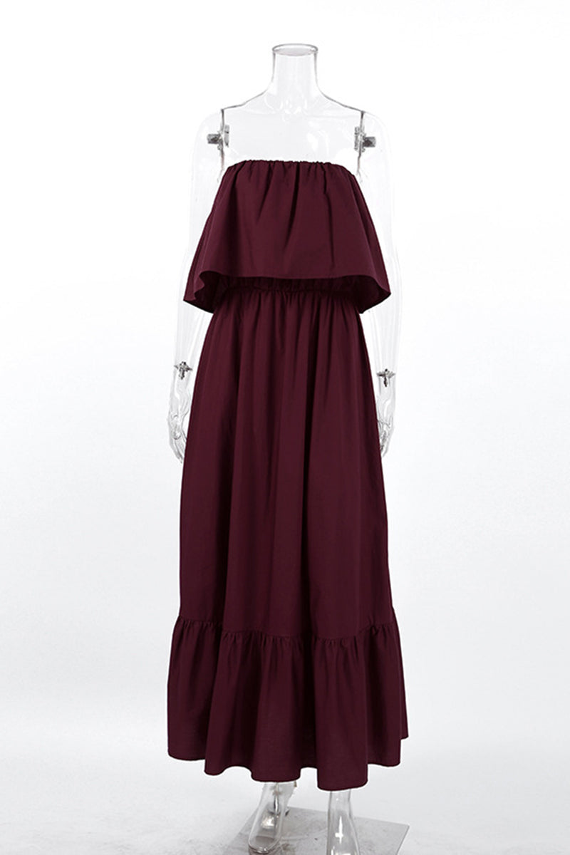 Strapless Ruffle Maxi Dress
