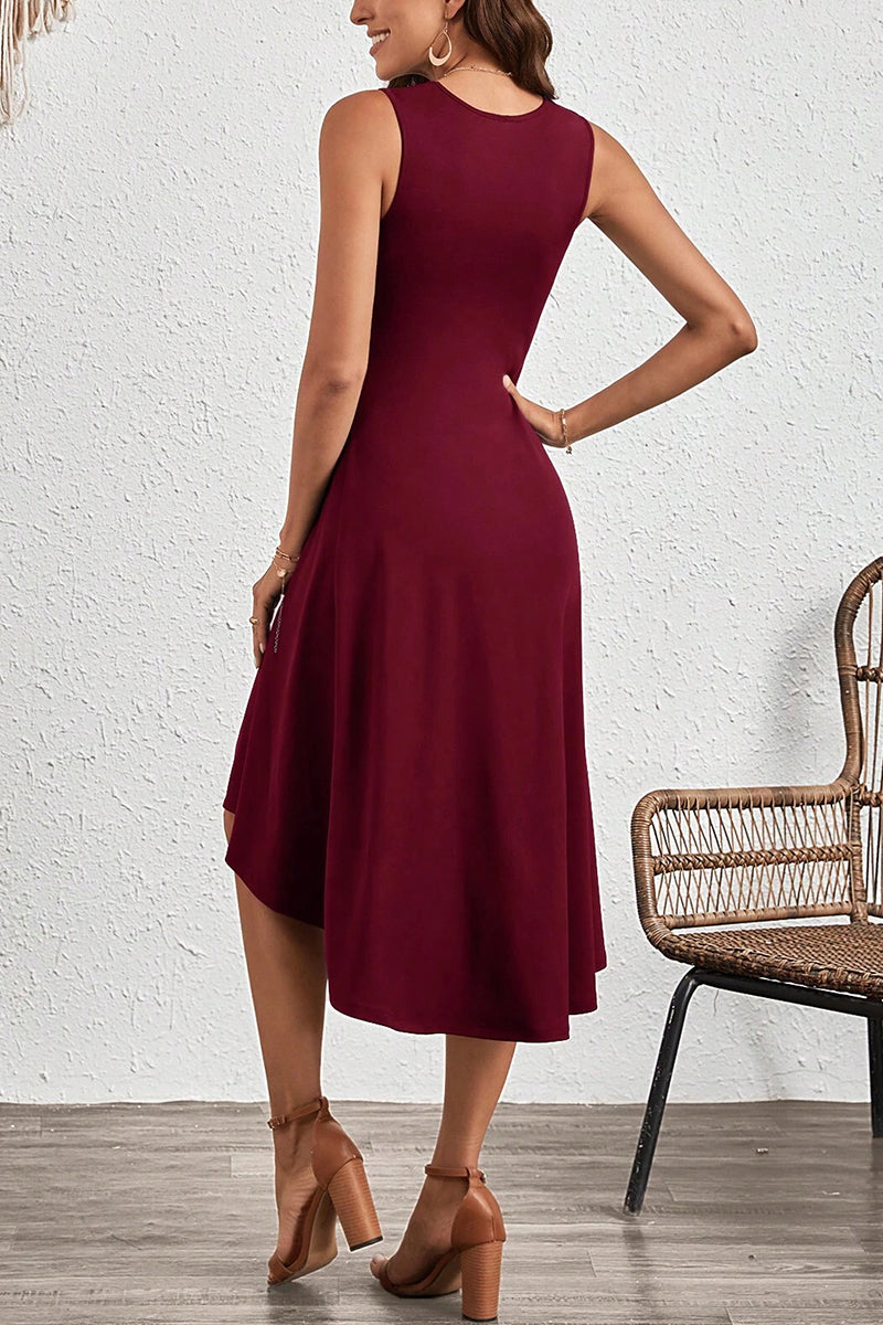 Asymmetric Sleeveless Casual Dress