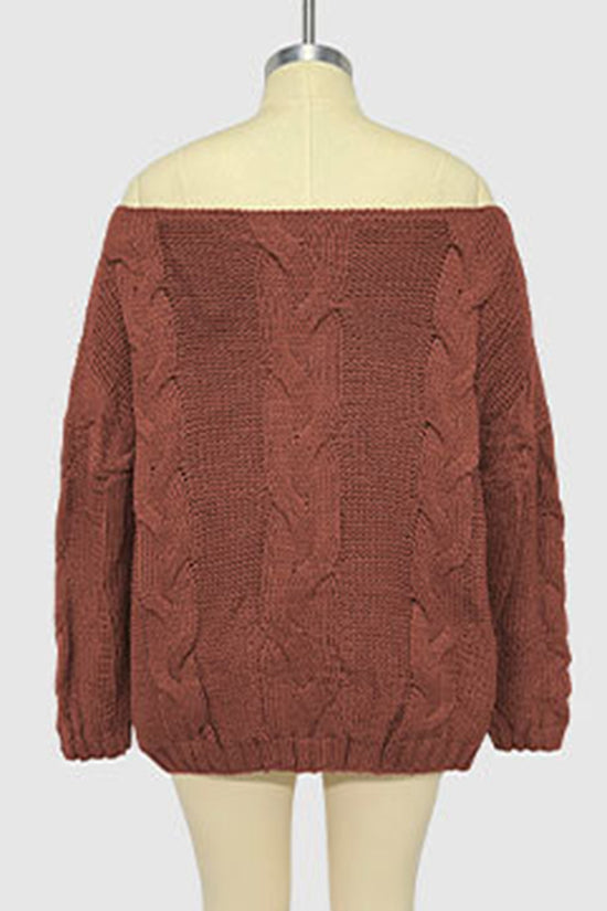 Off-Shoulder Cable Knit Sweater