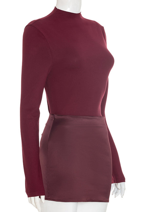 Long Sleeve Mock Neck Bodycon Dress