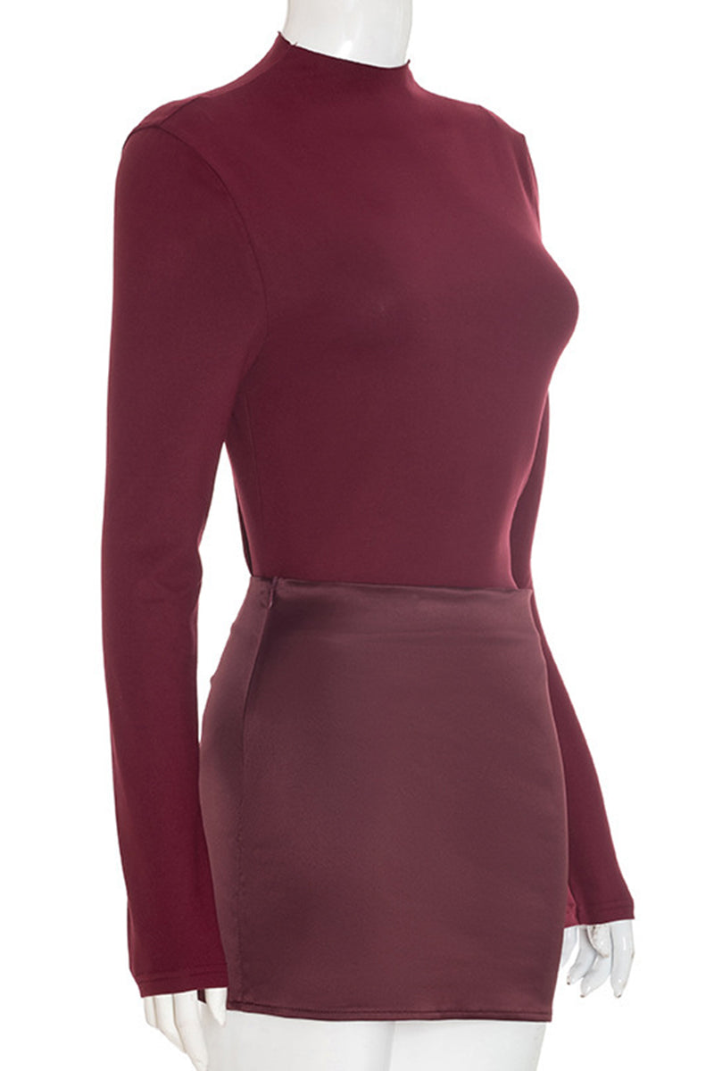 Long Sleeve Mock Neck Bodycon Dress