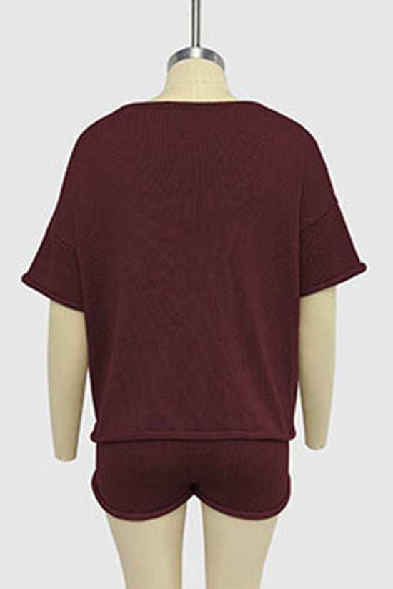Casual Short Sleeve Top and Shorts Set