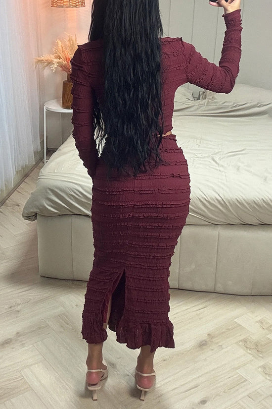 Elegant Textured Two-Piece Skirt Set