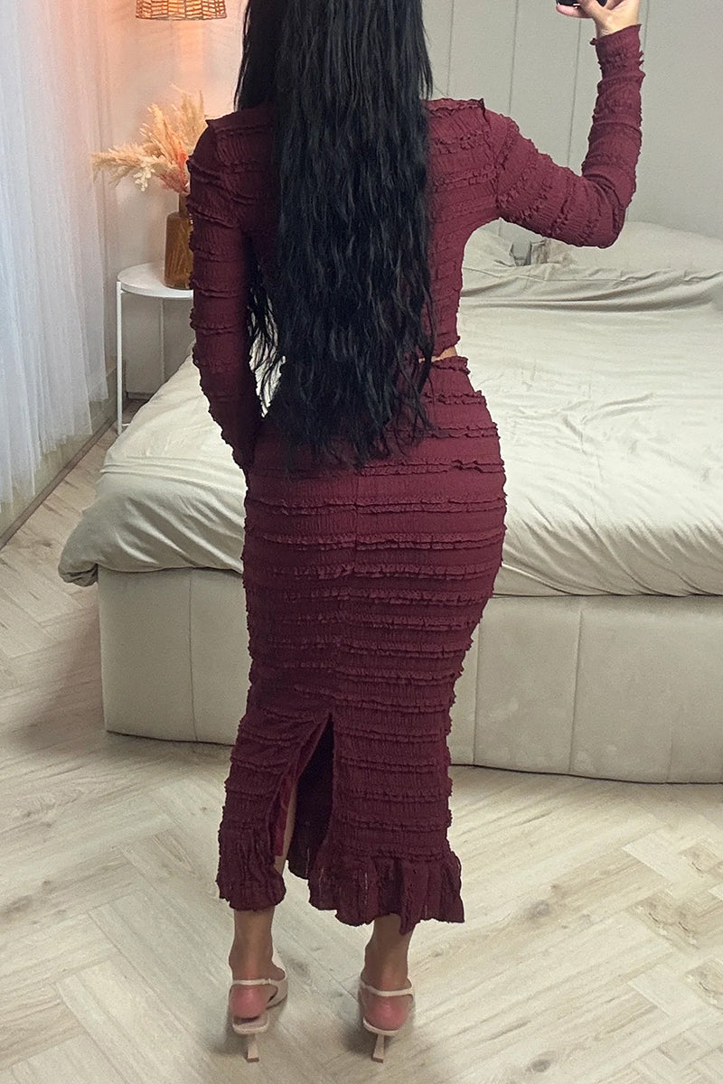 Elegant Textured Two-Piece Skirt Set