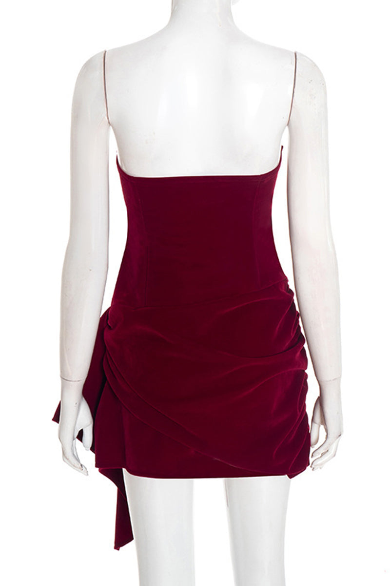 Strapless Velvet Bodycon Evening Dress