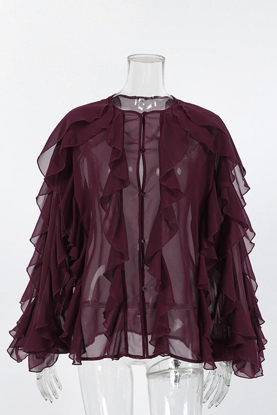 Elegant Ruffle Long Sleeve Blouse