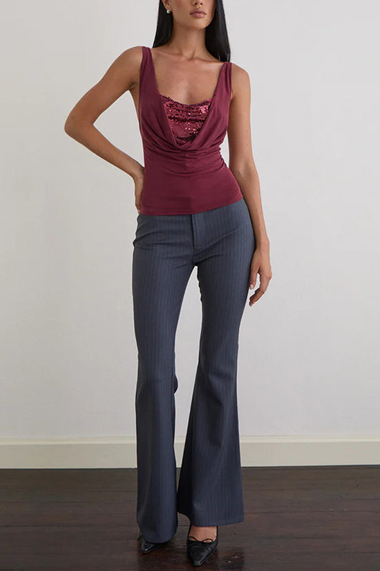 Draped Sequin Detail Tank Top
