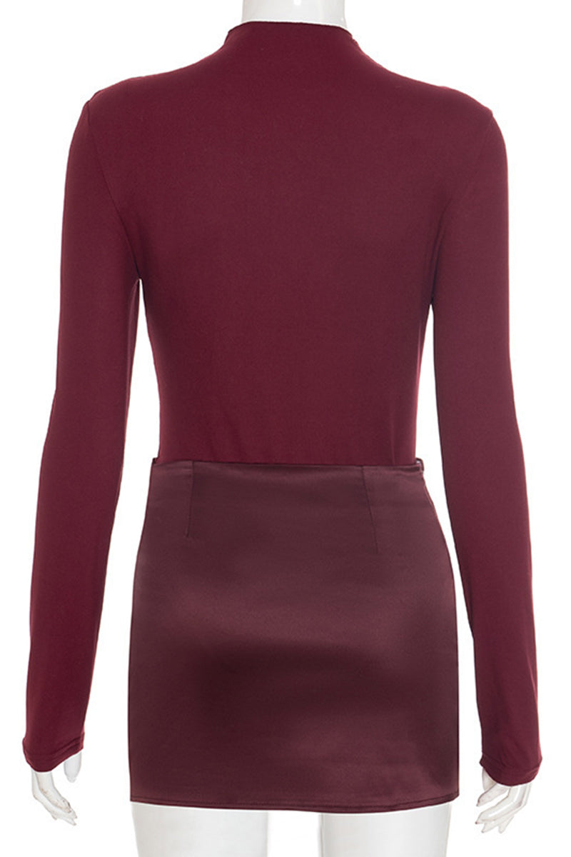 Long Sleeve Mock Neck Bodycon Dress