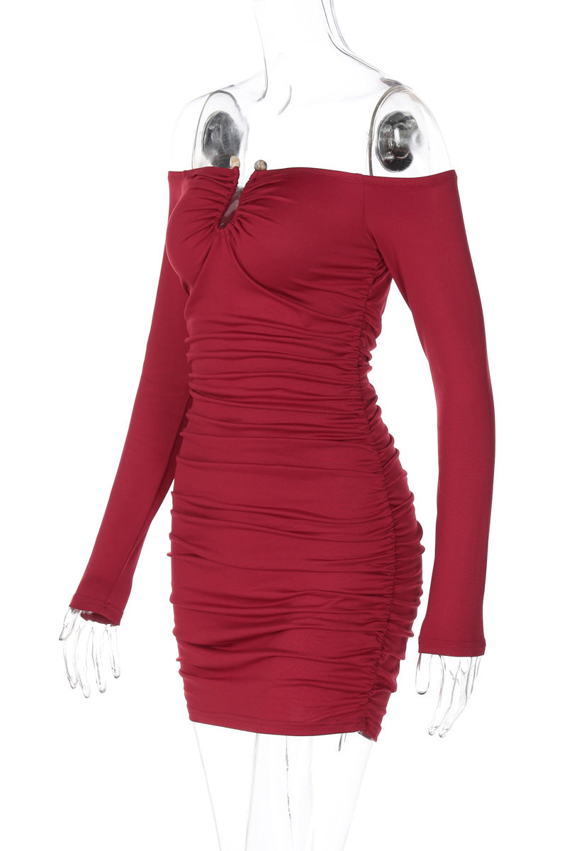 Off-Shoulder Long Sleeve Bodycon Dress