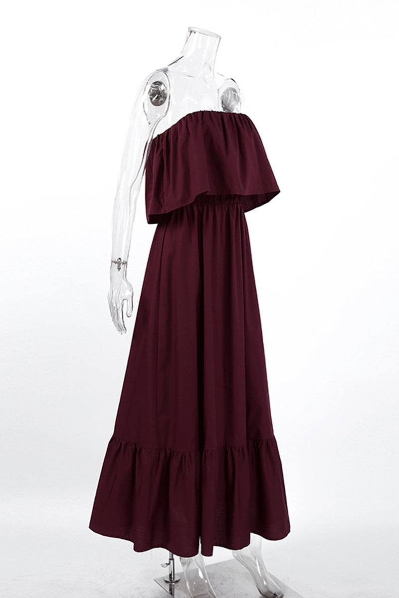 Strapless Ruffle Maxi Dress