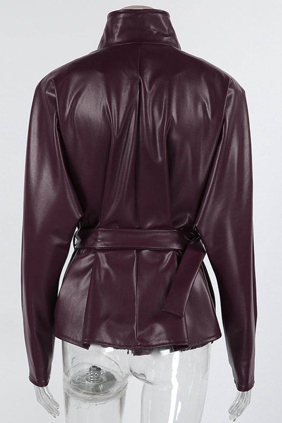 Chic Belted High-Collar Jacket