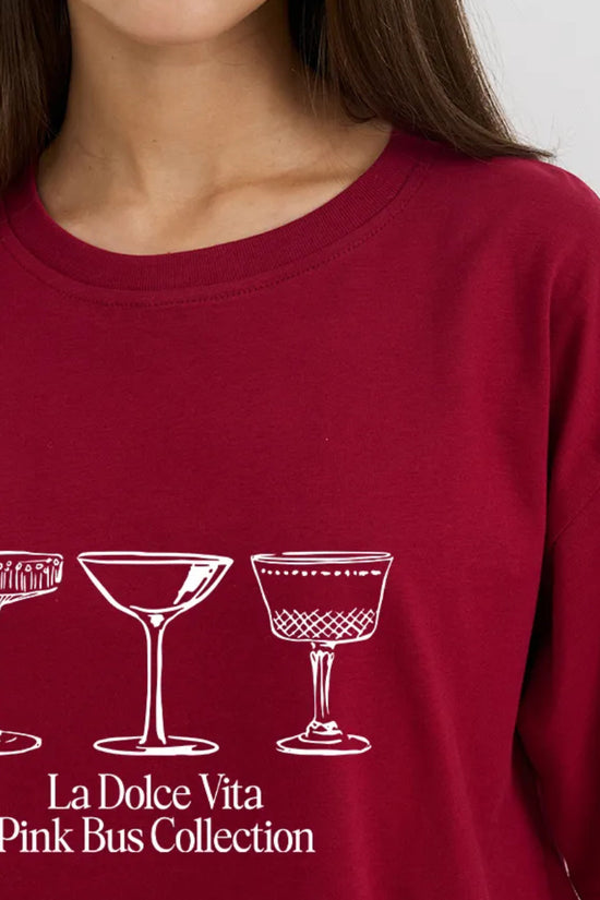 Graphic Tee with Drink Motif