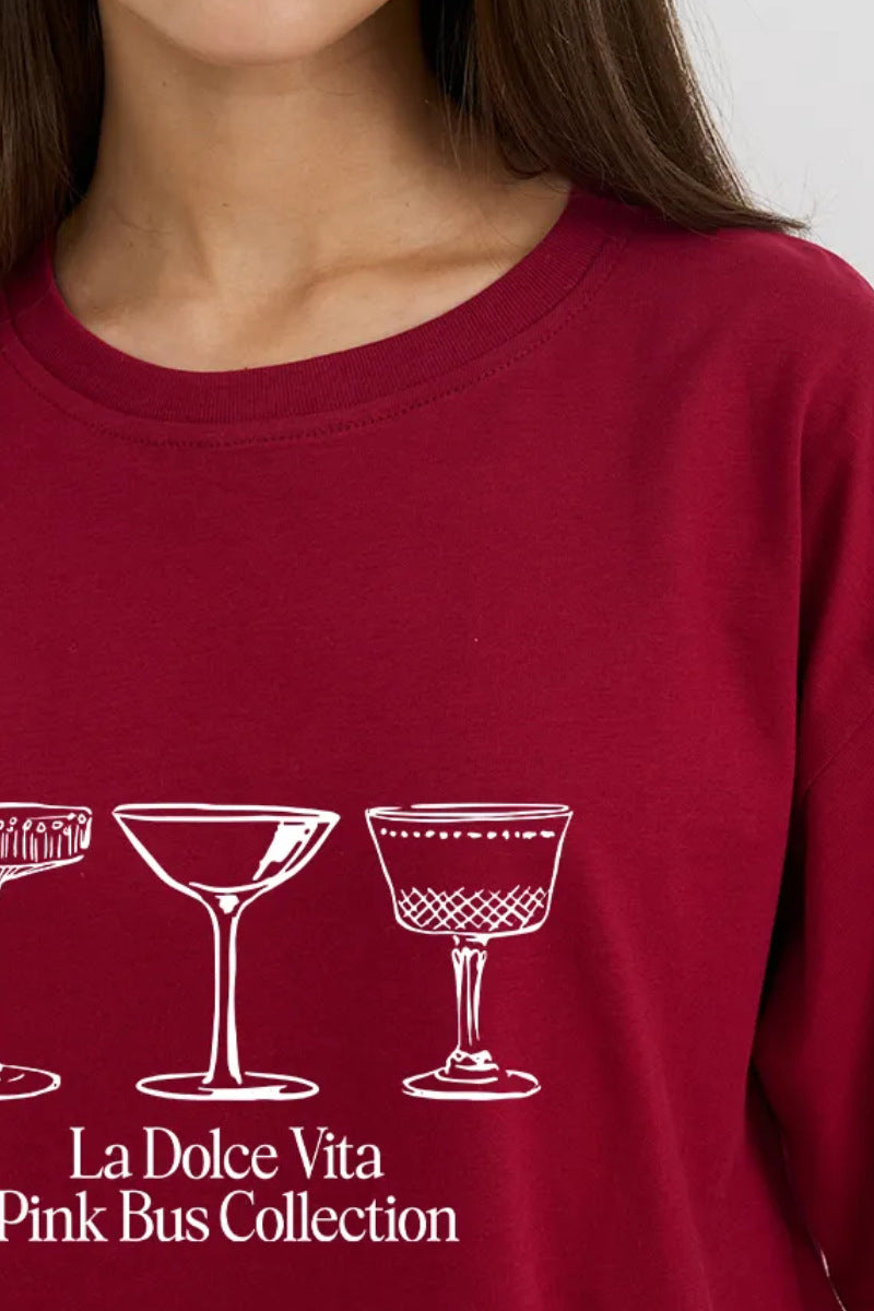 Graphic Tee with Drink Motif
