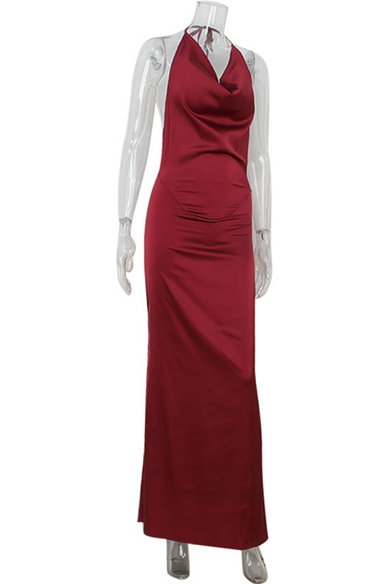 Sleek Halter Maxi Dress