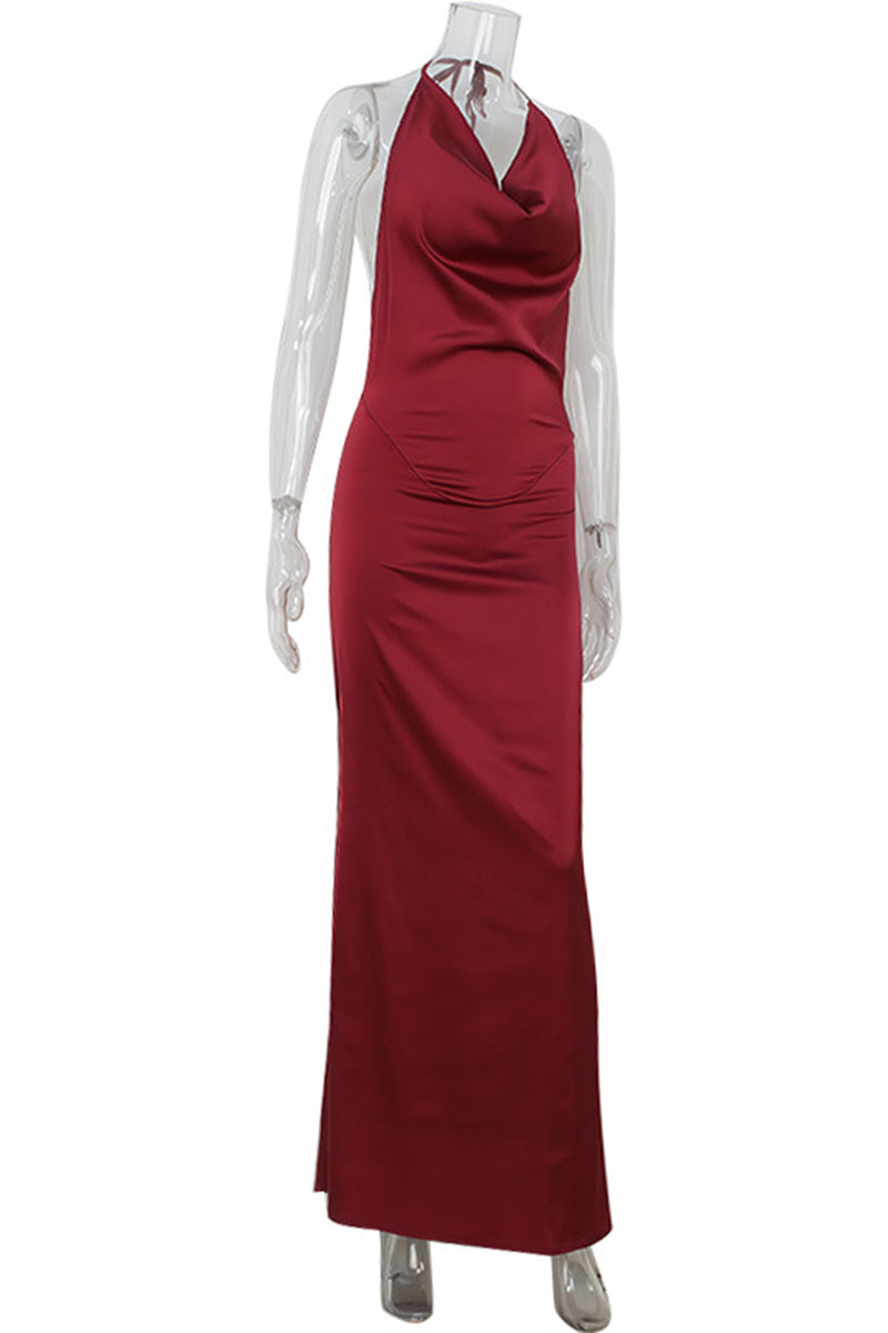 Sleek Halter Maxi Dress