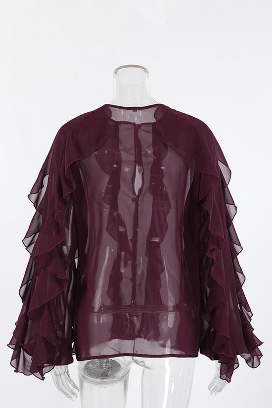 Elegant Ruffle Long Sleeve Blouse
