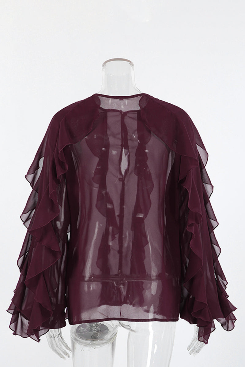 Elegant Ruffle Long Sleeve Blouse