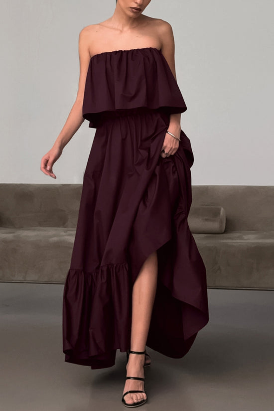 Strapless Ruffle Maxi Dress