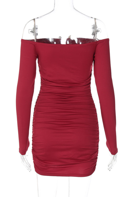 Off-Shoulder Long Sleeve Bodycon Dress