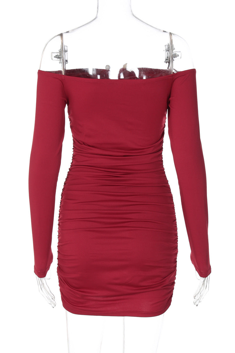 Off-Shoulder Long Sleeve Bodycon Dress