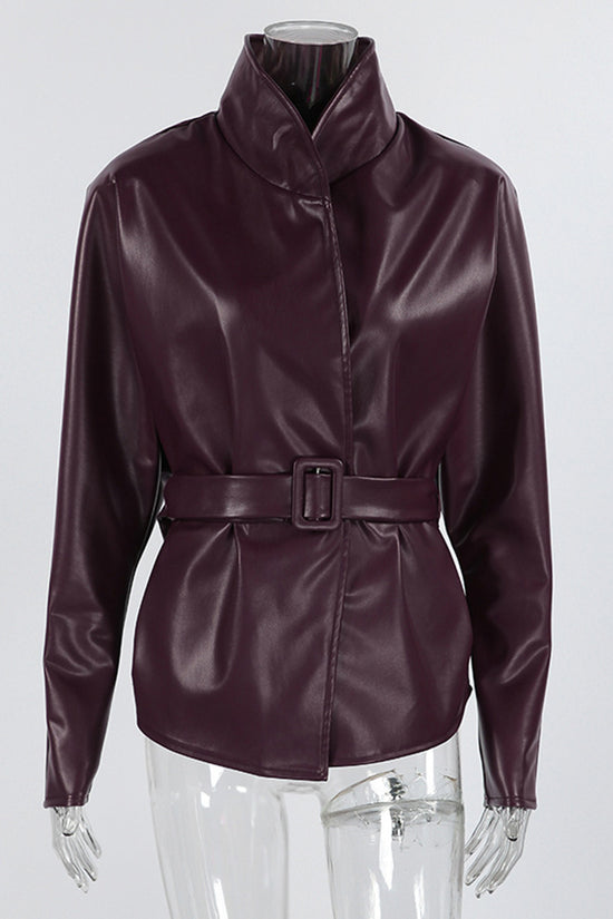 Chic Belted High-Collar Jacket
