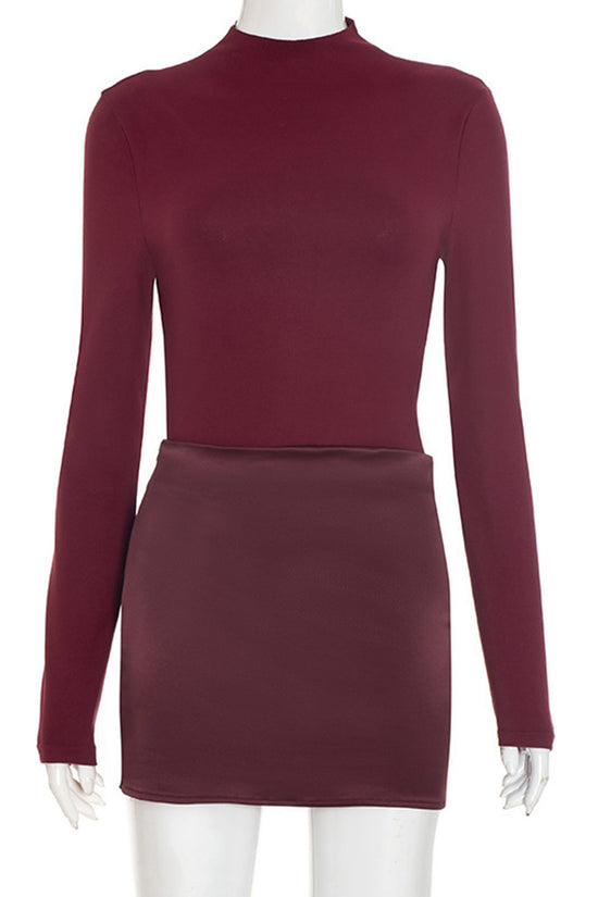 Long Sleeve Mock Neck Bodycon Dress