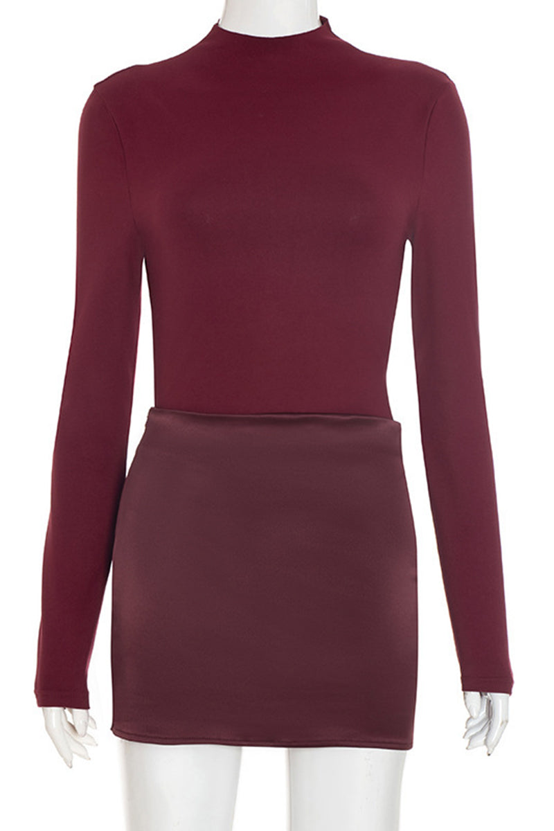 Long Sleeve Mock Neck Bodycon Dress