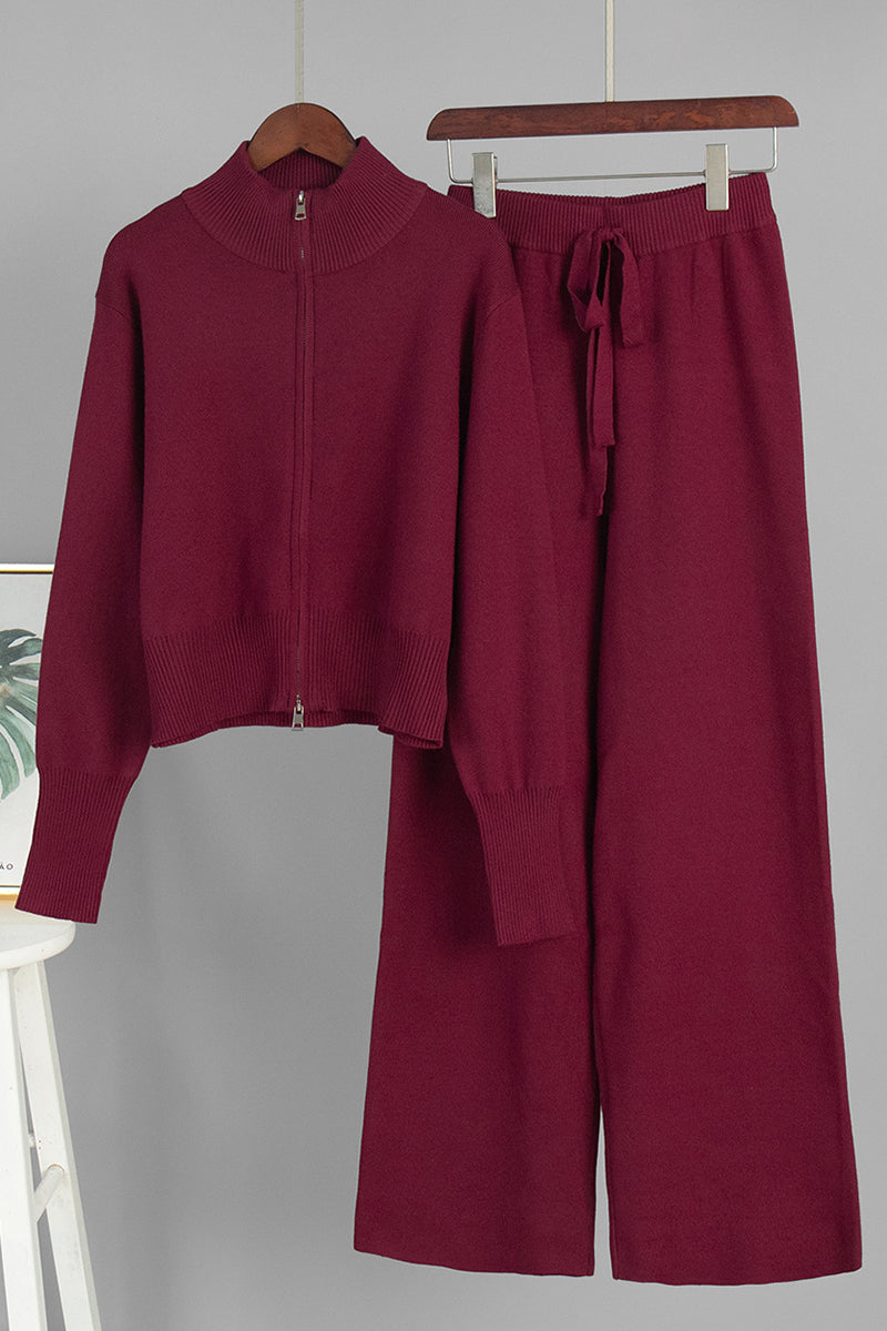 Knit Zip-Up Sweater and Pants Set