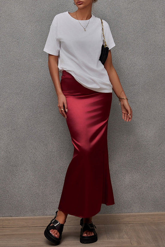 Mermaid-Style High-Waist Midi Skirt