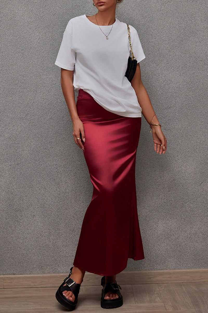 Mermaid-Style High-Waist Midi Skirt