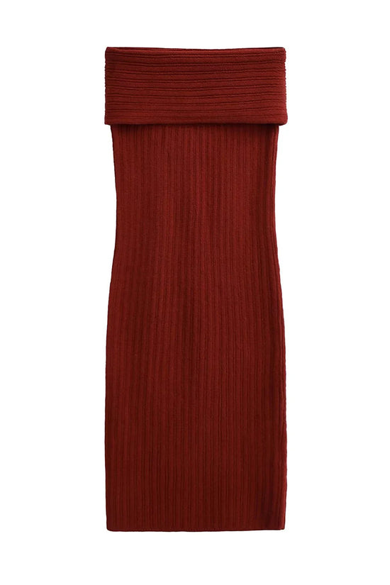 Ribbed Foldover Casual Dress