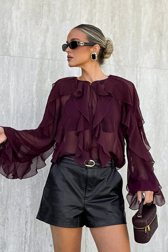 Elegant Ruffle Long Sleeve Blouse