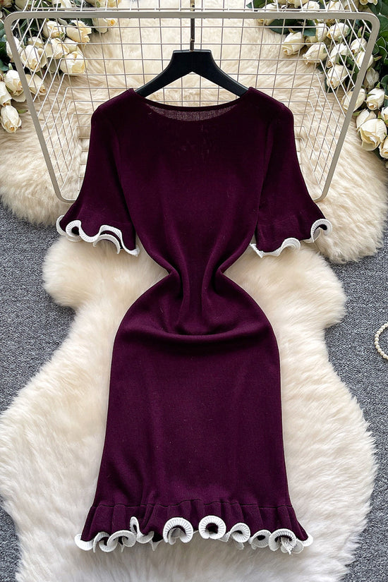 Elegant Ruffle Trim Casual Dress