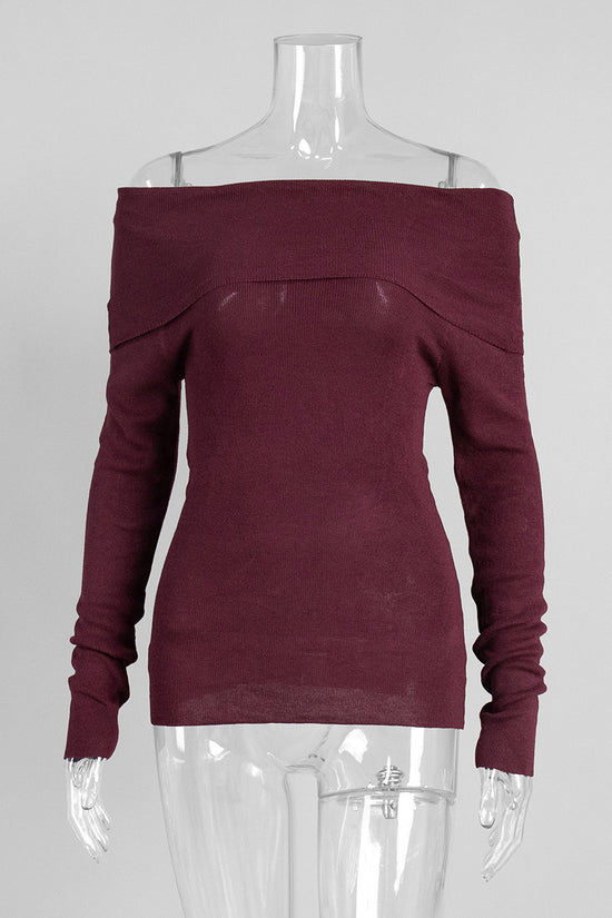 Off-Shoulder Elegant Knit Sweater