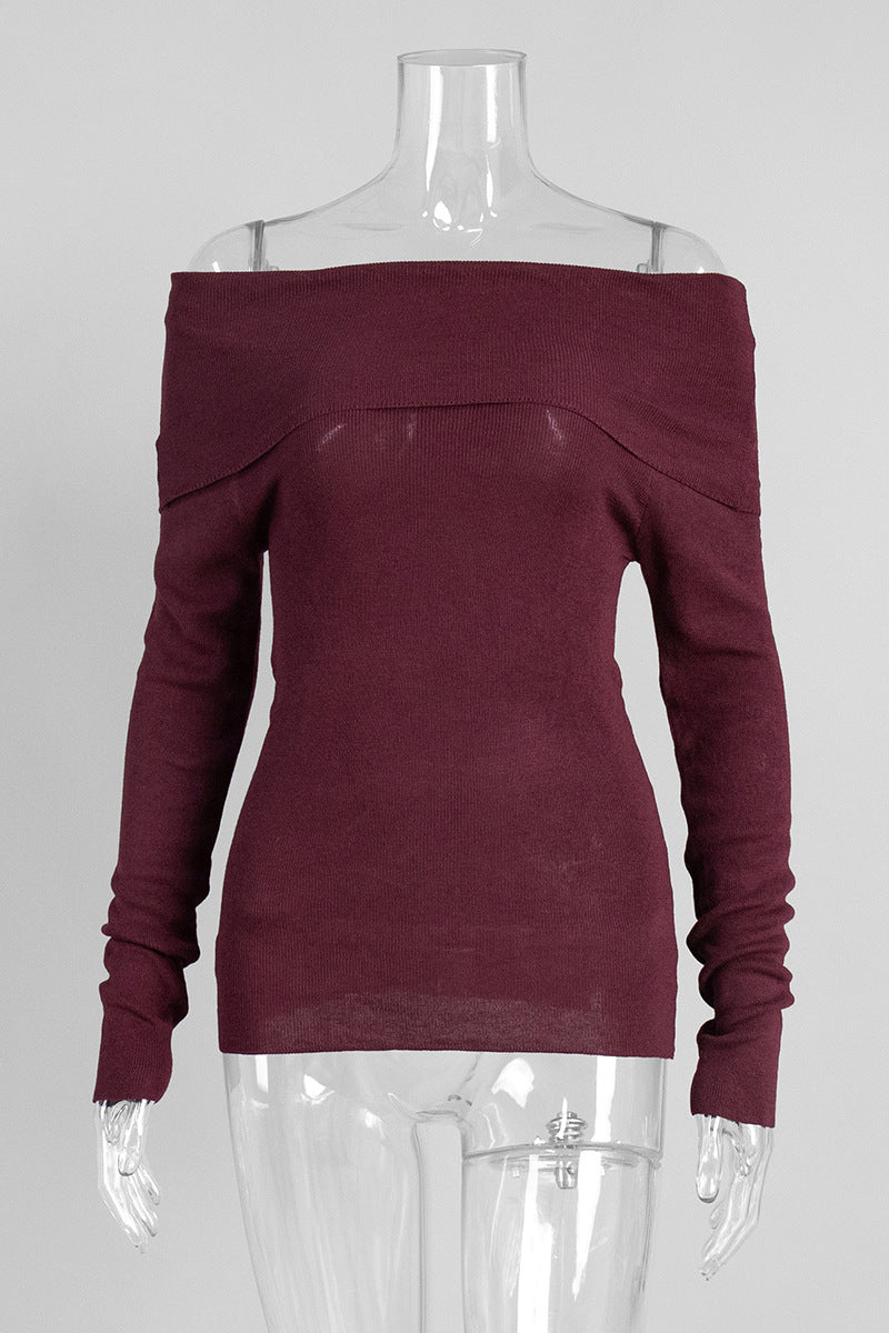 Off-Shoulder Elegant Knit Sweater
