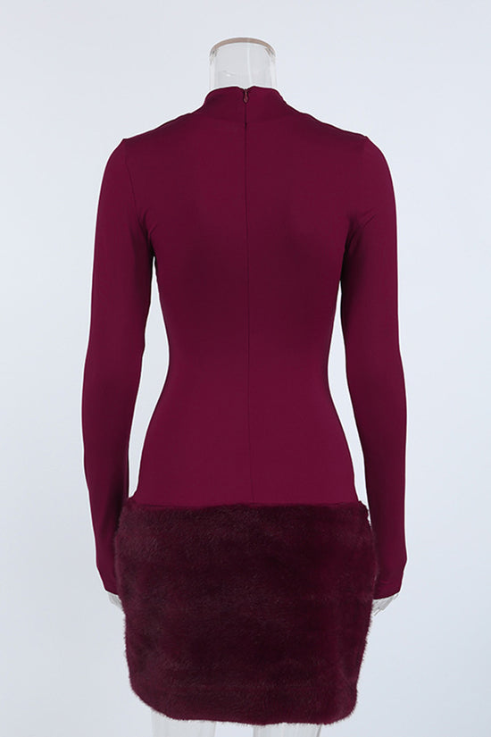 High Neck Long Sleeve Casual Dress
