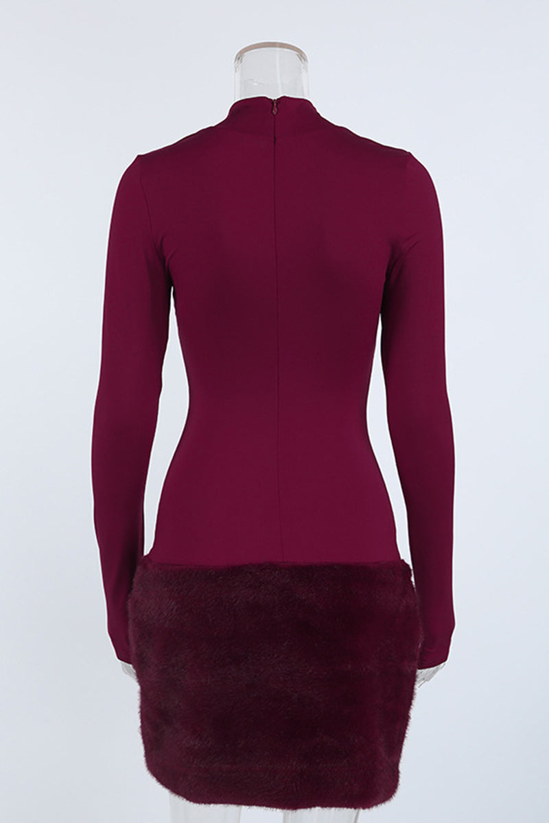 High Neck Long Sleeve Casual Dress