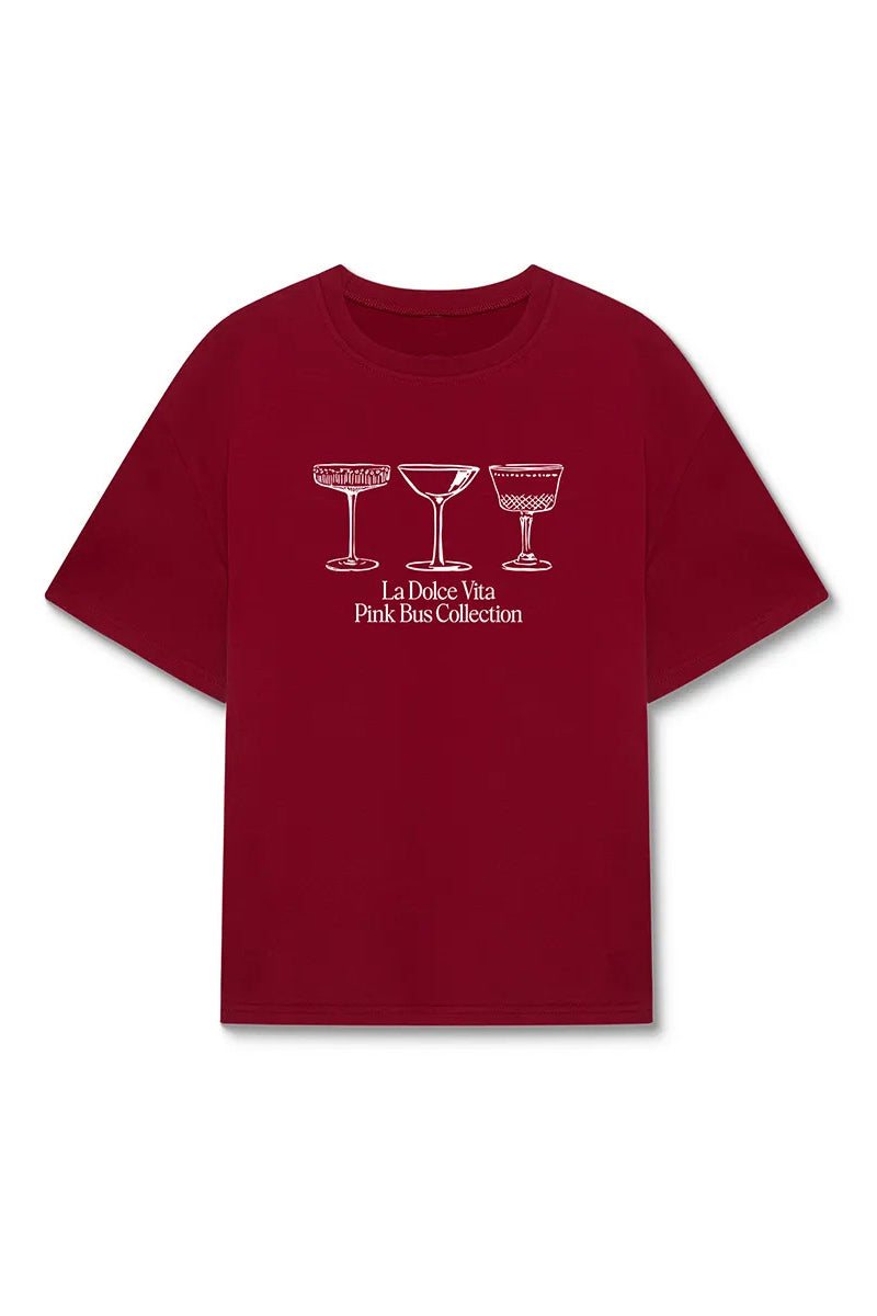 Graphic Tee with Drink Motif